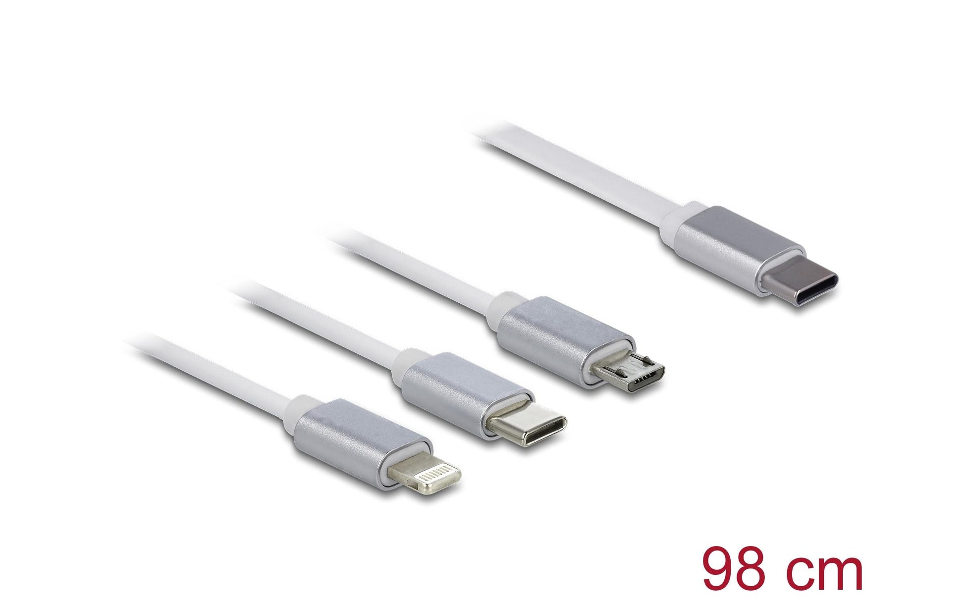 DeLOCK USB-Kabel – USB-C auf USB-C/Micro-USB-B/Lightning – USB 2.0 (480 Mbit/s) – 0,98 m