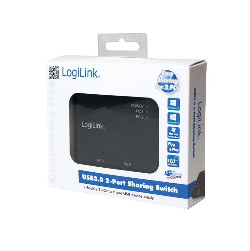 LogiLink UA0216 USB-Hub – USB-A, 2× USB-B, 1× USB-A, 5 Gbit/s, für Windows/Mac