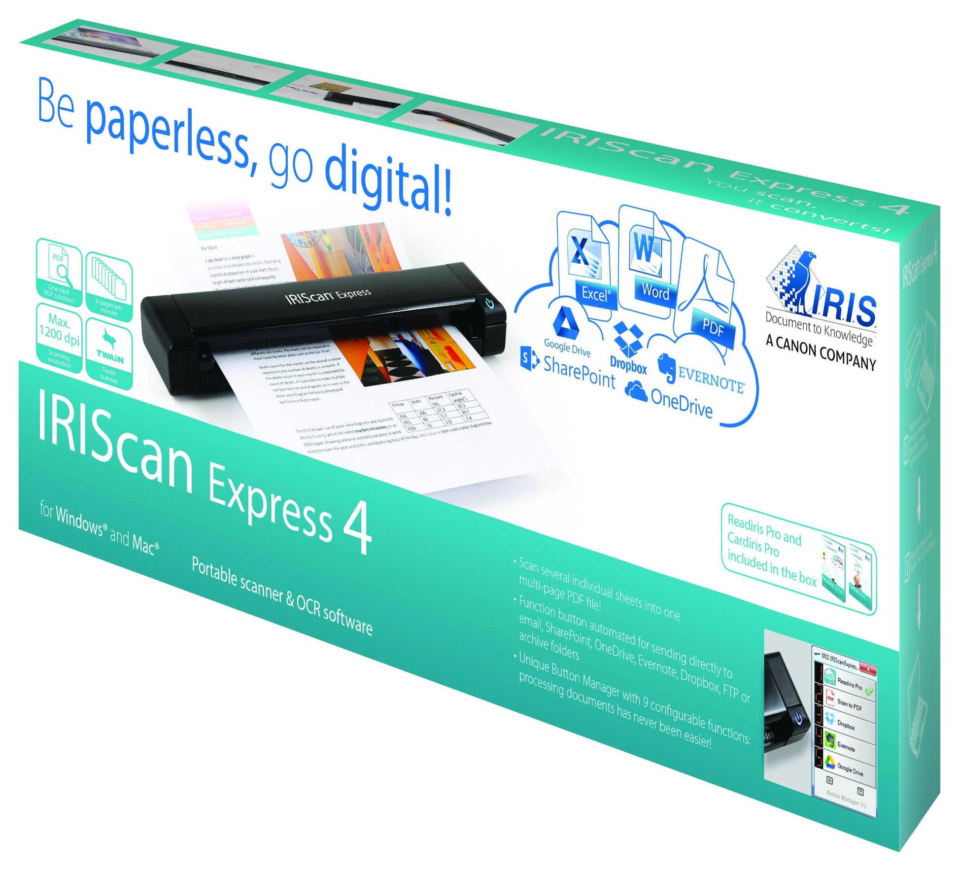 I.R.I.S. IRIScan Express 4 – Einzugsscanner, A4, 8 Seiten pro Minute, USB, 1'200 dpi