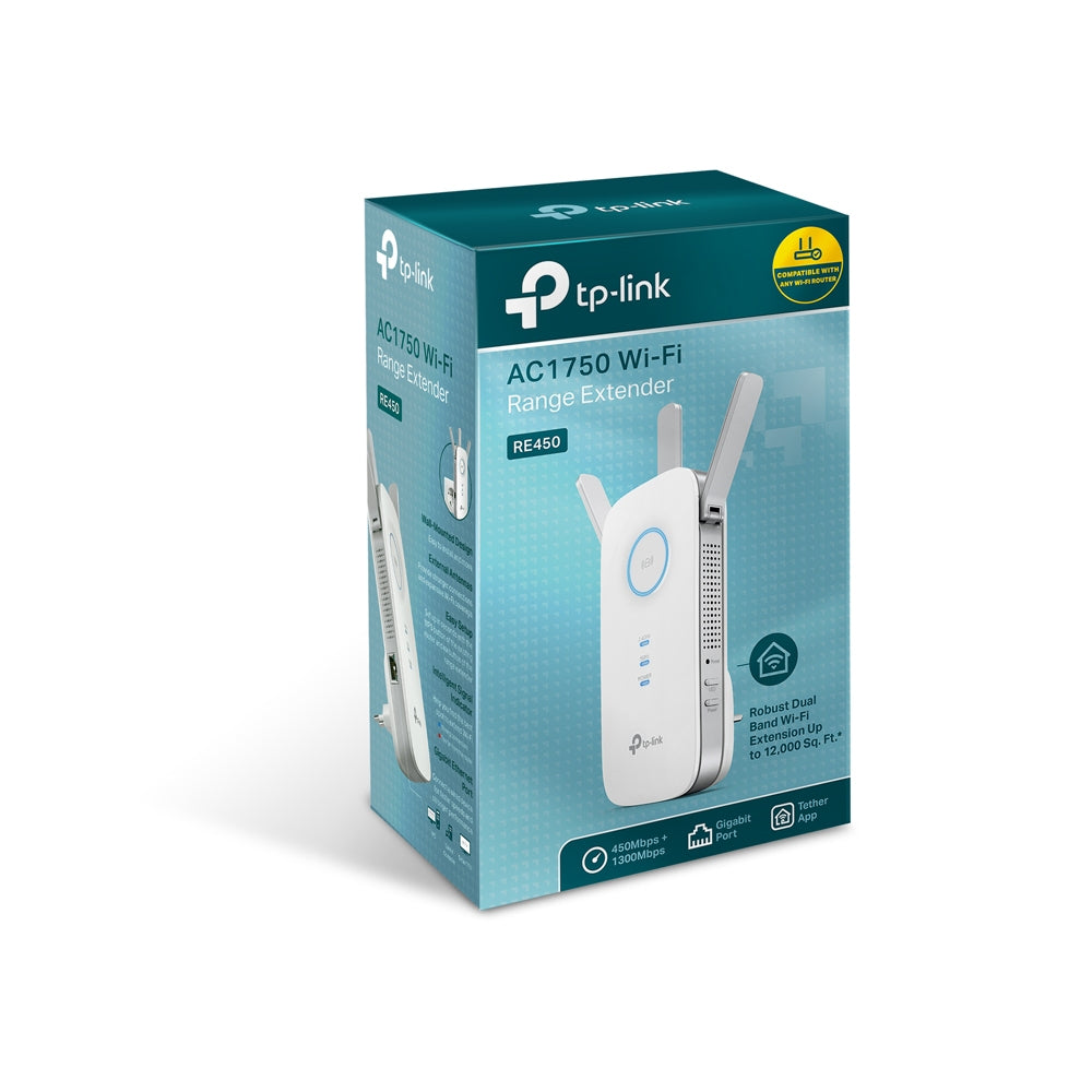 TP-Link RE450 – WLAN-Repeater – Wi-Fi 5 (802.11ac), Dual-Band, 1300 Mbit/s, 1× RJ-45 (Gigabit), Weiss