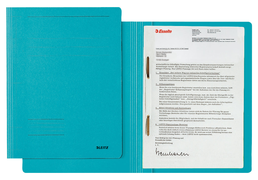 Leitz Fresh Schnellhefter für A4, Karton, blau – Beschriftungsstreifen, Behördenheftung – bis 250 Blatt