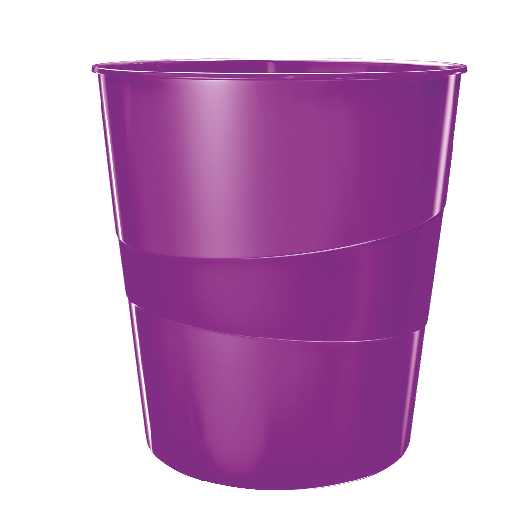 Leitz Papierkorb WOW – 15 l – Kunststoff (PS), rund – violett