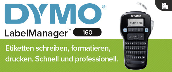 DYMO LabelManager 160 – Beschriftungsgerät, Thermotransfer, 180 dpi, bis 12 mm, für D1-Bänder, AZERTY
