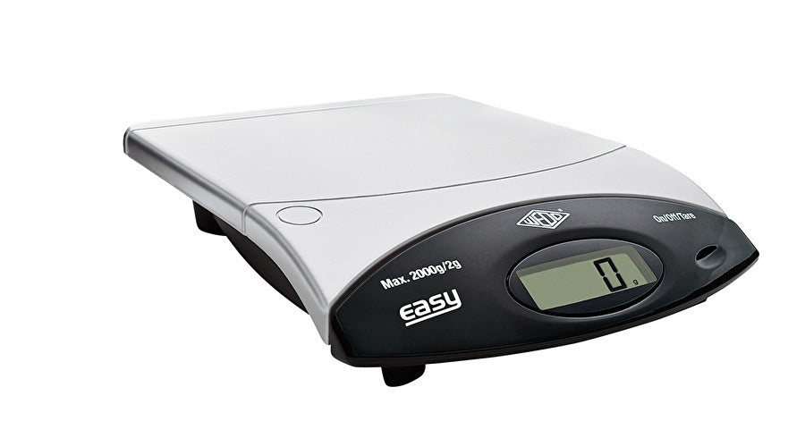 Wedo Easy 2000 – Küchenwaage, bis 2 kg, 2 g Teilung, Tara, Kunststoff, Silber/Schwarz