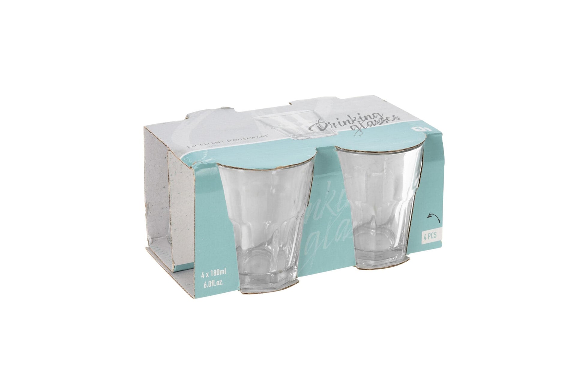 Furber. FURBER Trinkgläser – 4er Set, 180 ml, Ø 7,0 cm, Glas, Transparent, spülmaschinenfest