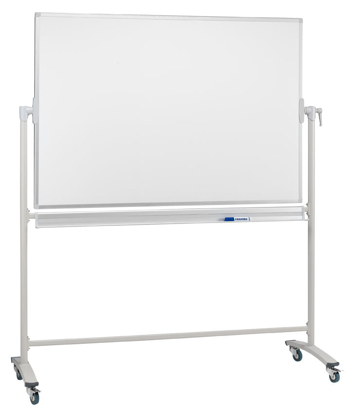 Franken Whiteboard – 120 × 90 cm, Emaille, magnetisch, Alu-Rahmen, silber, mobil, beidseitig, drehbar