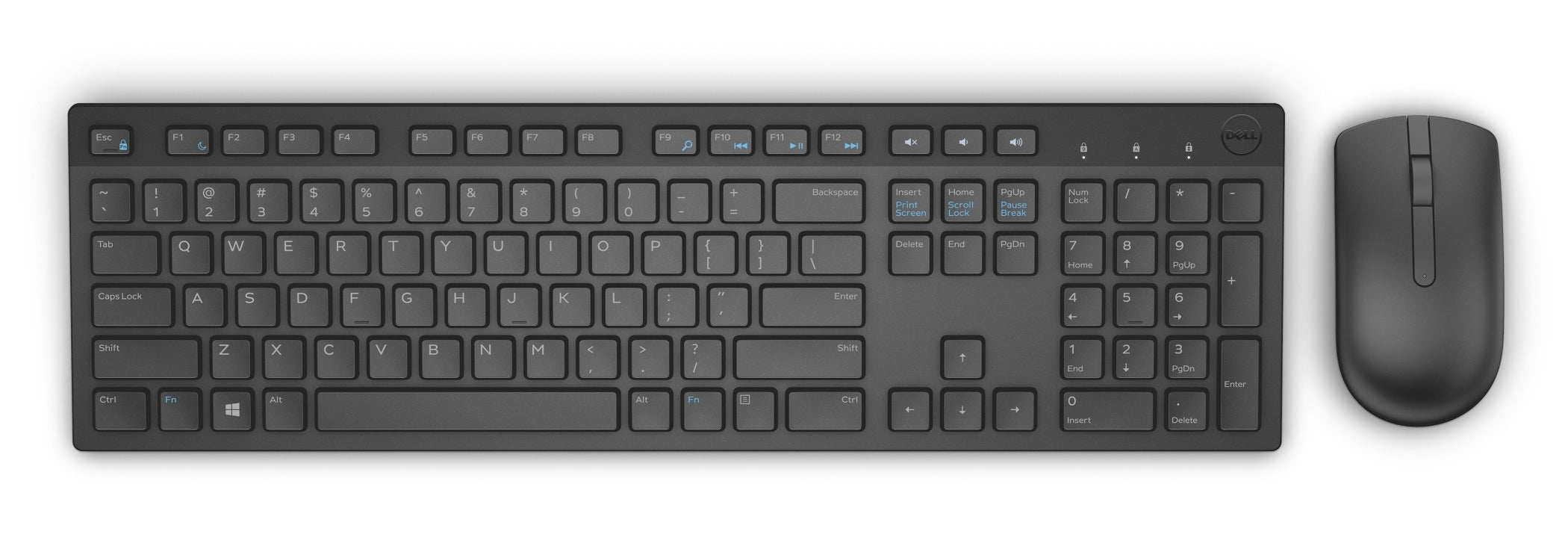 DELL KM636 – Tastatur, kabellos (2,4 GHz), UK-Layout (EN), Fullsize (mit Ziffernblock), Schwarz – für Windows