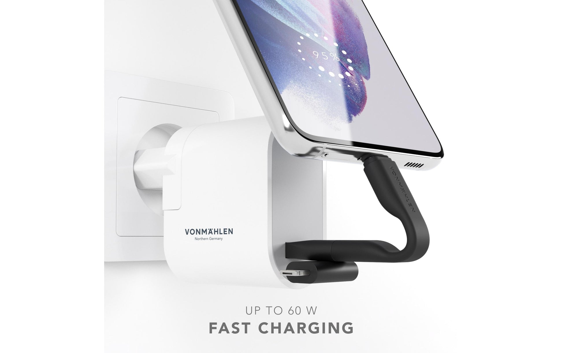Vonmählen Multi-Kabel – 6-in-1 USB-C auf Micro-USB 0,06 m, magnetisch, Schwarz/Silber