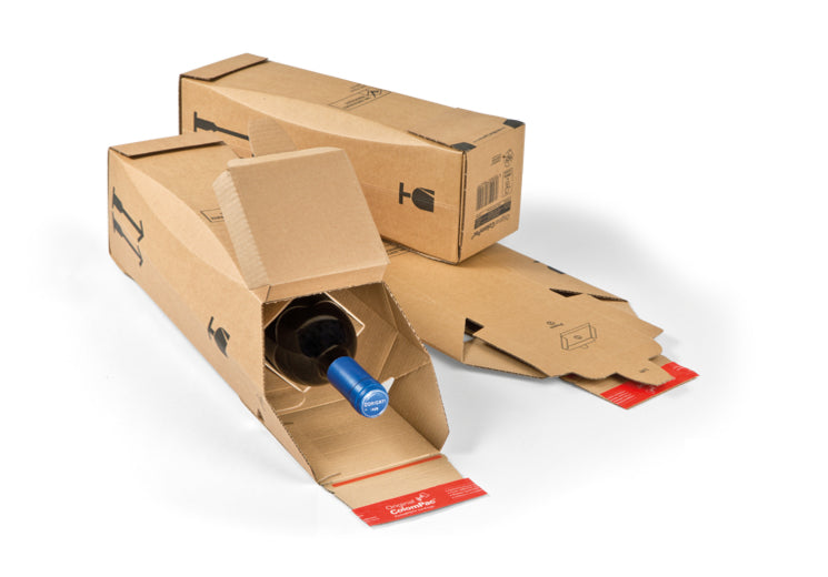 Colompac CP181 Flaschen-Versandkarton – 115 × 115 × 362 mm – 10 Stk. – für 1 Flasche