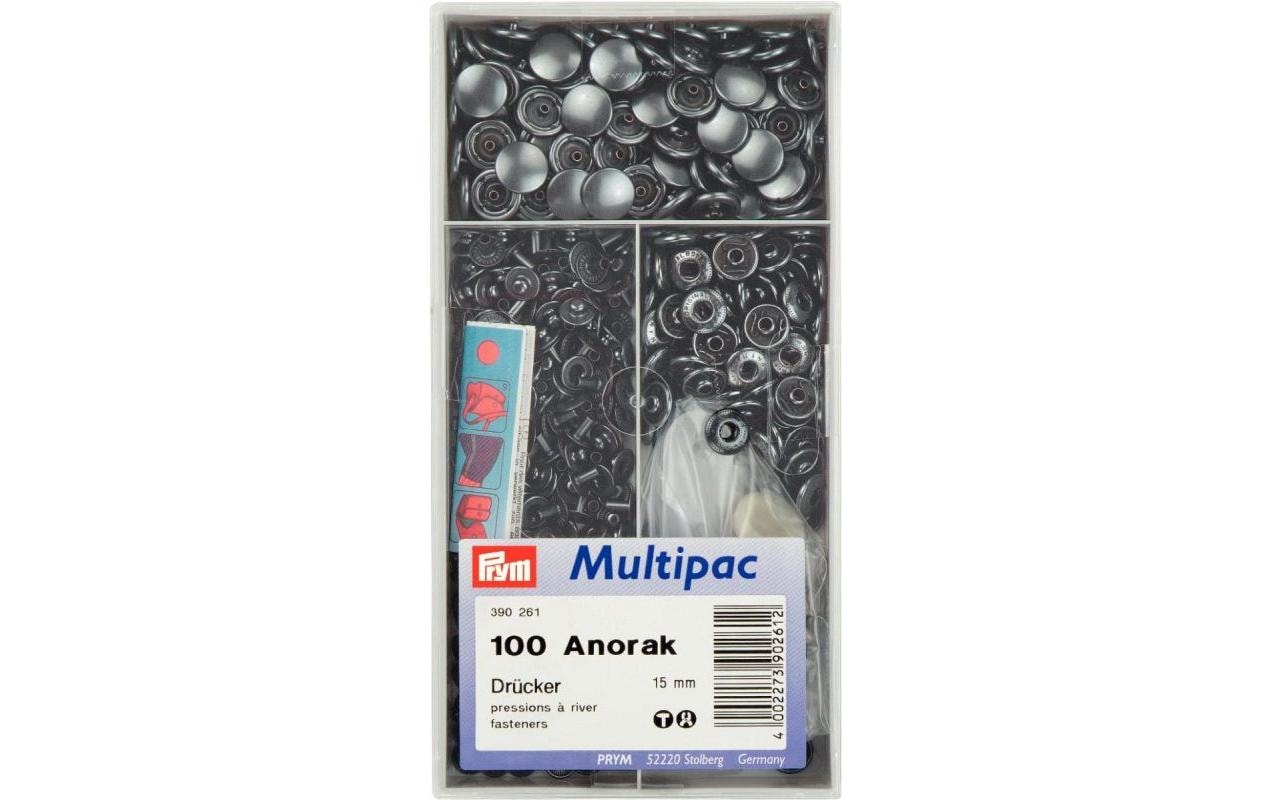 Prym Druckknopf-Verschluss, Messing – Ø 1,5 cm, schwarz