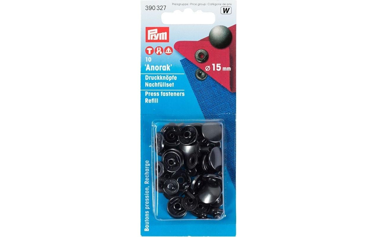 Prym Ösen Ø 15 mm – Messing, schwarz, 10 Stück