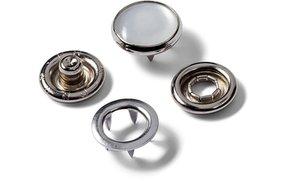Prym Knöpfe Ø 12 mm – Messing, weiss, 6 Stück