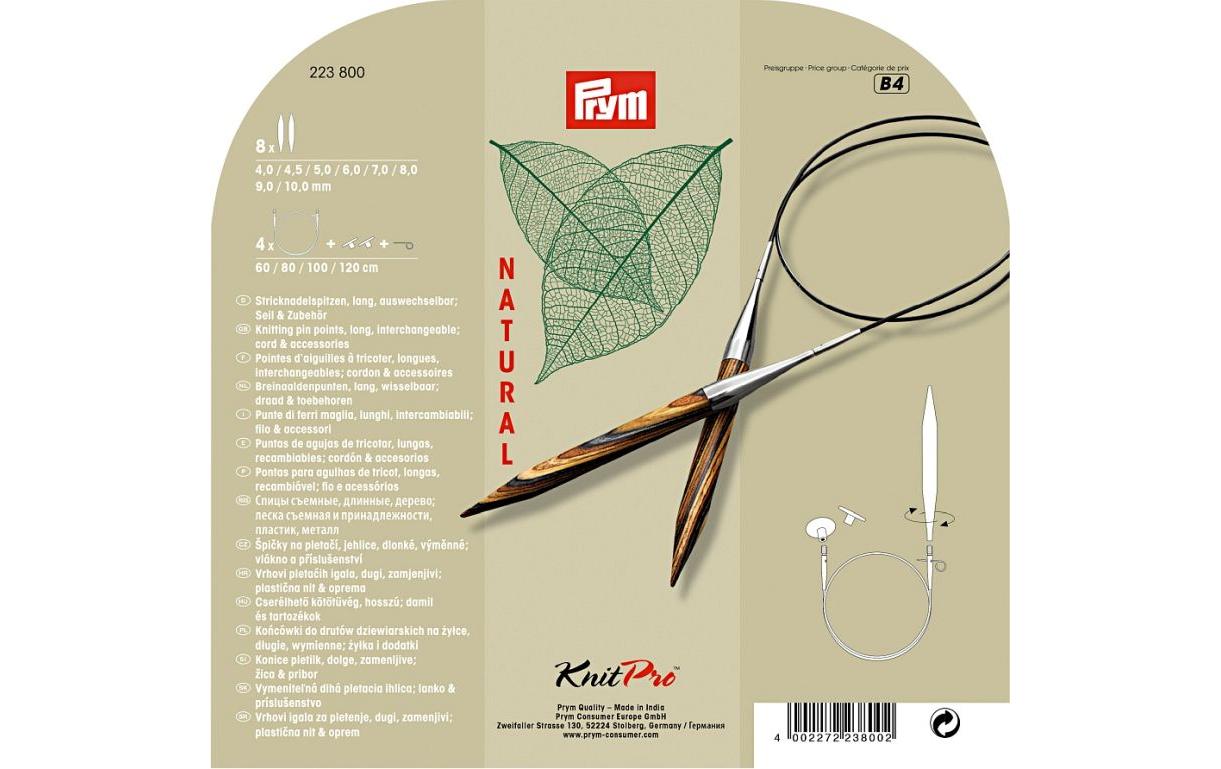 Prym Rundstricknadel – Ø 0,4–1,0 cm, Metall/Kunststoff/Holz, mehrfarbig, 4 Stk.