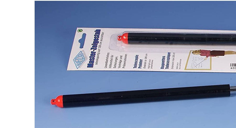 Wedo Teleskopzeigestab – ausziehbar bis 126 cm – 240 mm, Metall/Kunststoff, silber