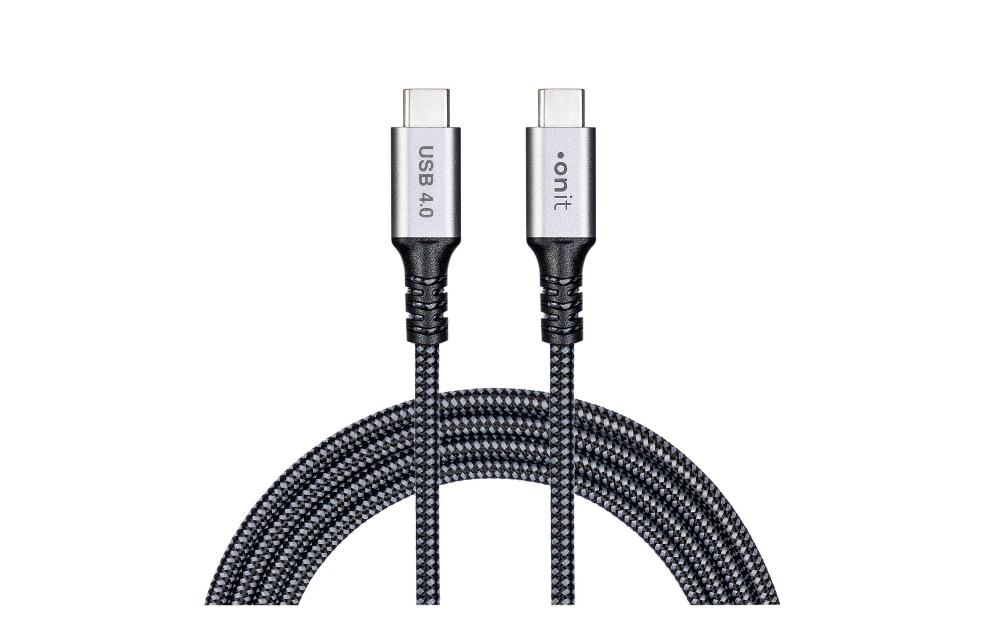 ONIT USB-C auf USB-C Kabel – USB4 20 Gbit/s – 3 m – PD 80 W – Textilmantel – Schwarz/Grau