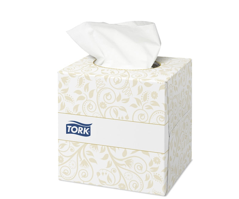 Tork Kosmetiktücher – Würfelbox, 2-lagig, weiss, 209 × 200 mm – 100 Tücher