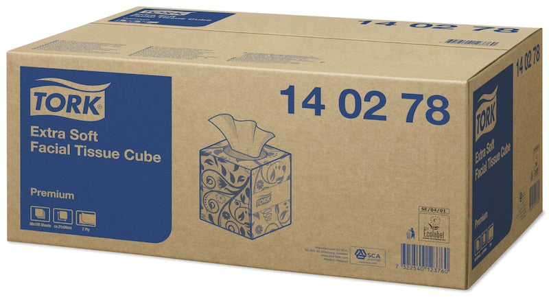 Tork Kosmetiktücher – Würfelbox, 2-lagig, weiss, 209 × 200 mm – 100 Tücher