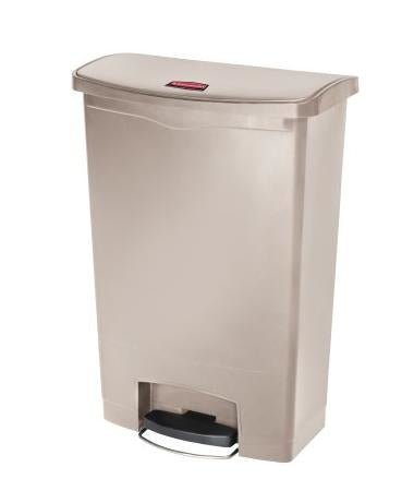 Rubbermaid Treteimer Slim Jim – 90 l – Kunststoff, rechteckig – beige – Müllsackhalterung