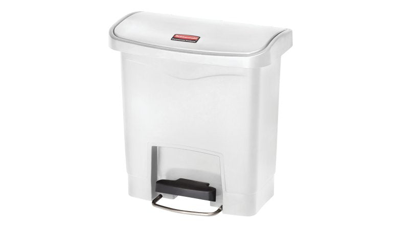 Rubbermaid Slim Jim Treteimer – 15 l – Kunststoff, rechteckig – weiss – mit Müllsackhalterung
