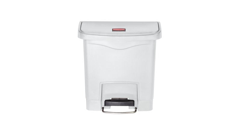 Rubbermaid Slim Jim Treteimer – 15 l – Kunststoff, rechteckig – weiss – mit Müllsackhalterung