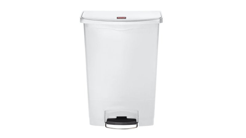 Rubbermaid Treteimer Slim Jim – 90 l – Kunststoff, rechteckig – weiss