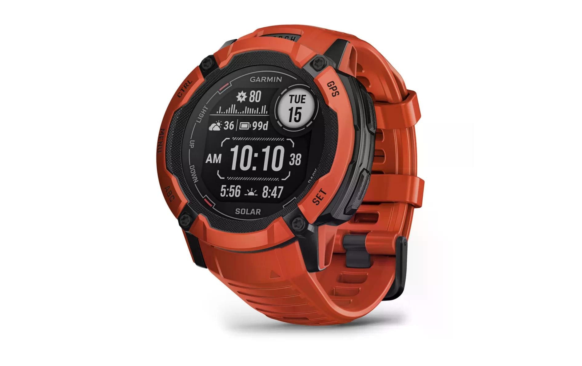 Garmin Instinct 2X Solar – GPS-Smartwatch – 50 mm, 1,1", GPS, MIP, Power Glass, 10 ATM, Rot, Sportarmband