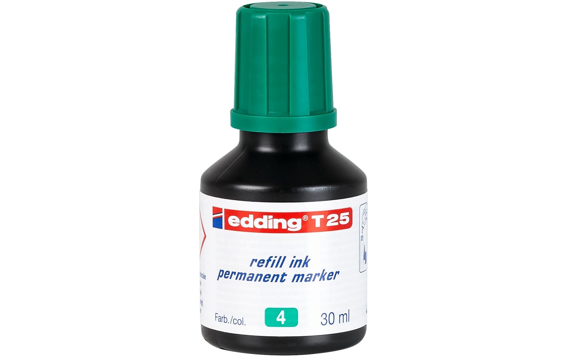 Edding Nachfülltinte für Edding Permanent Marker – Grün, wasserfest, lichtbeständig, geruchsarm, 30 ml
