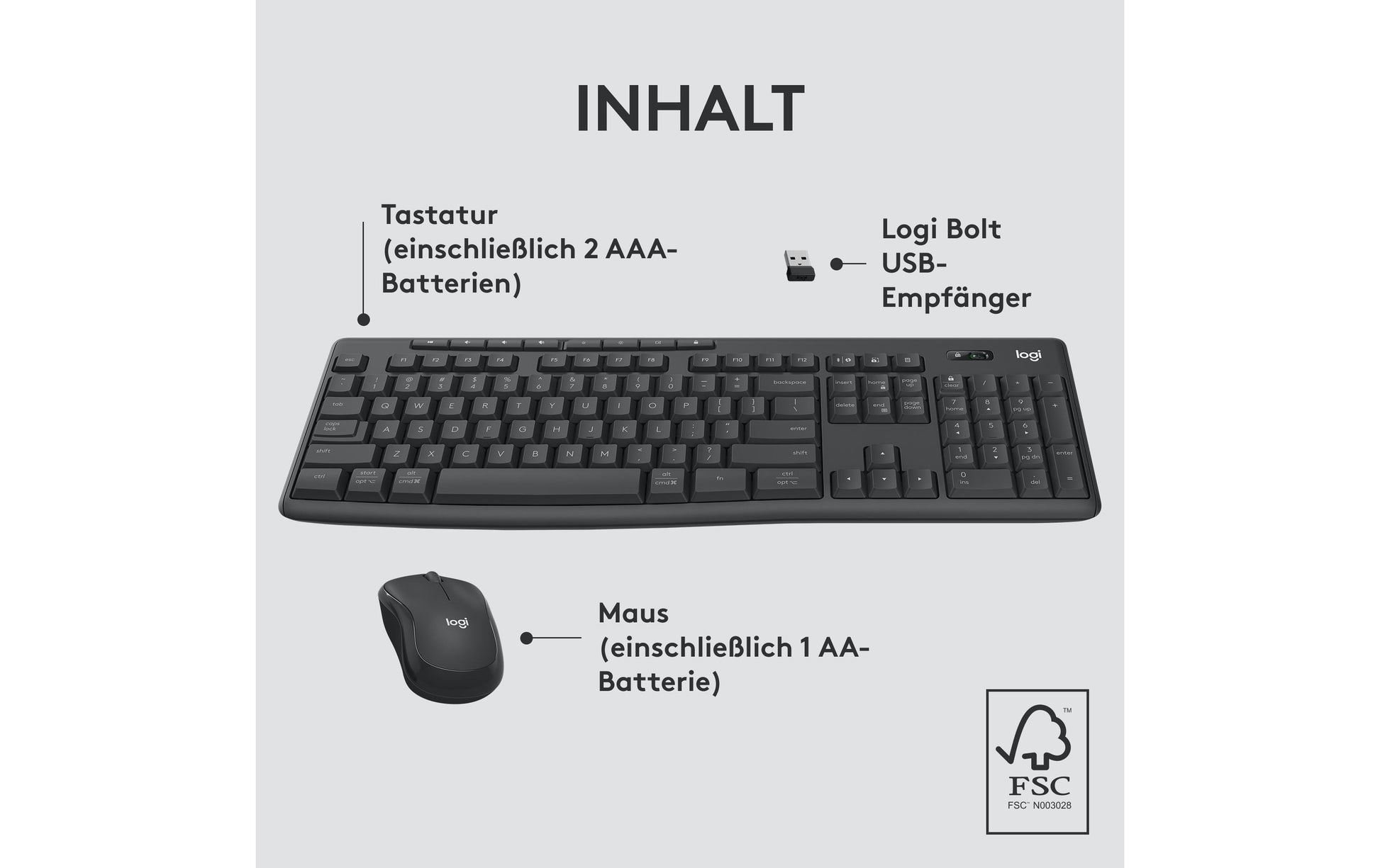 Logitech MK370 – Kabellose Tastatur (Bluetooth/2,4 GHz), CH-Layout (DE-CH) – für Windows & iOS