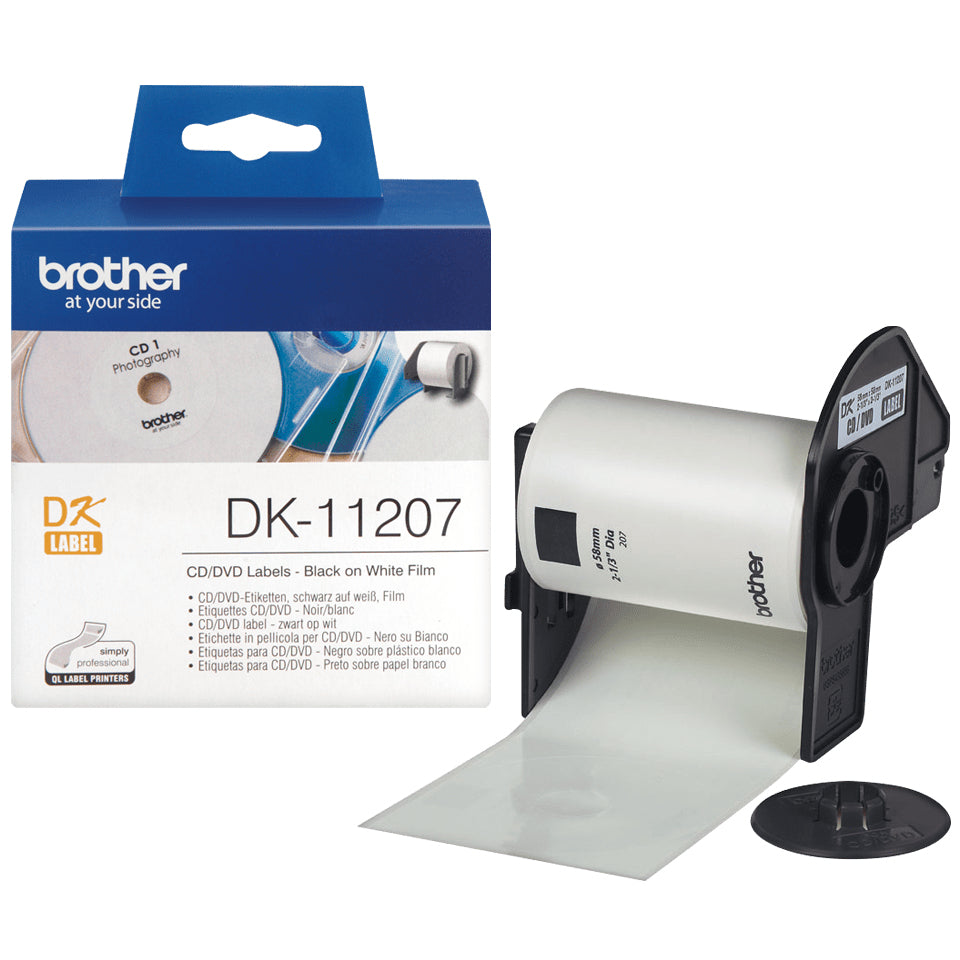 Brother DK-11207 – Etiketten (Rolle) Ø 58 mm – Thermodirekt – 100 Etiketten/Rolle – für Brother QL-Serie