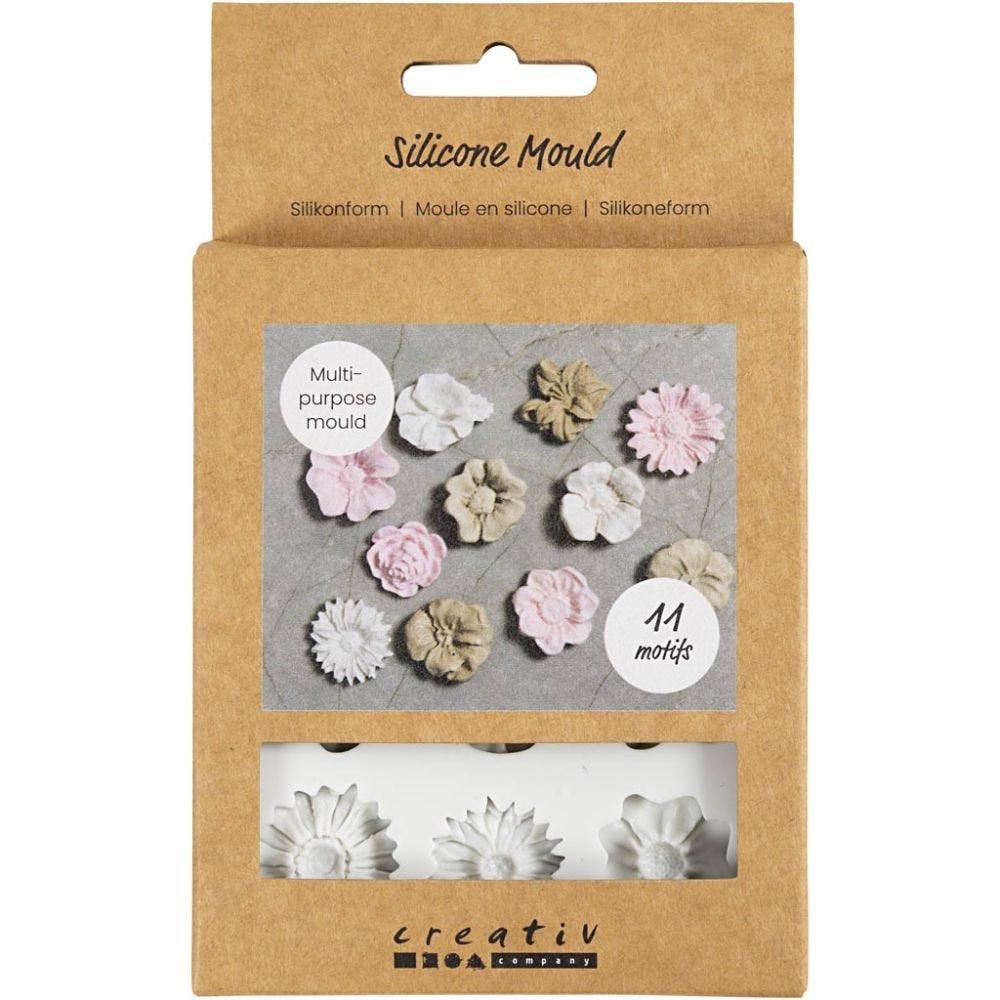 Creativ Company Giessform – Blumen – Silikon – Formhöhe 5 mm – 11 Formen – für Seife, Kerzen & Schmuck