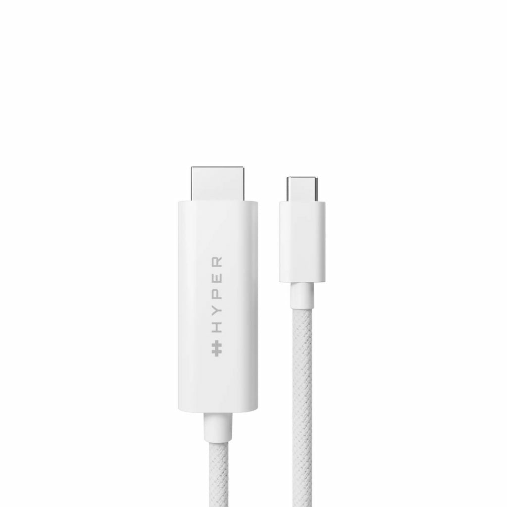 HYPER HD6007WHGL USB-C zu HDMI Kabel – HDMI 2.1a, HDCP 2.2, 2,5 m – Weiss