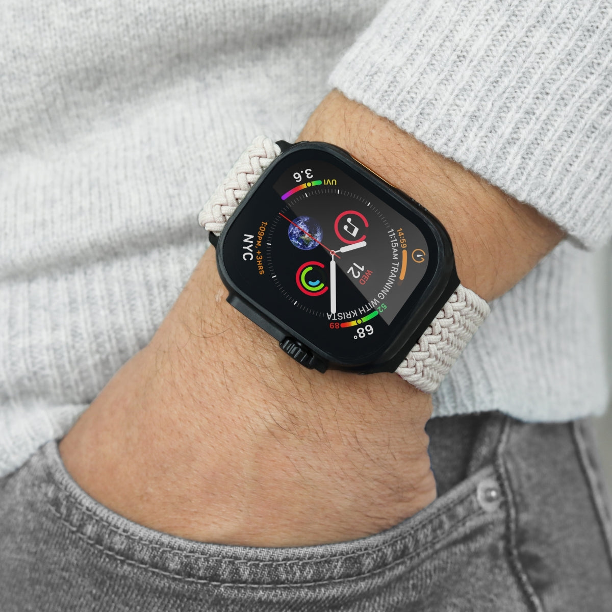Vonmählen Woven Loop – Armband – für Apple Watch – Creme/Schwarz, One Size, Nylon