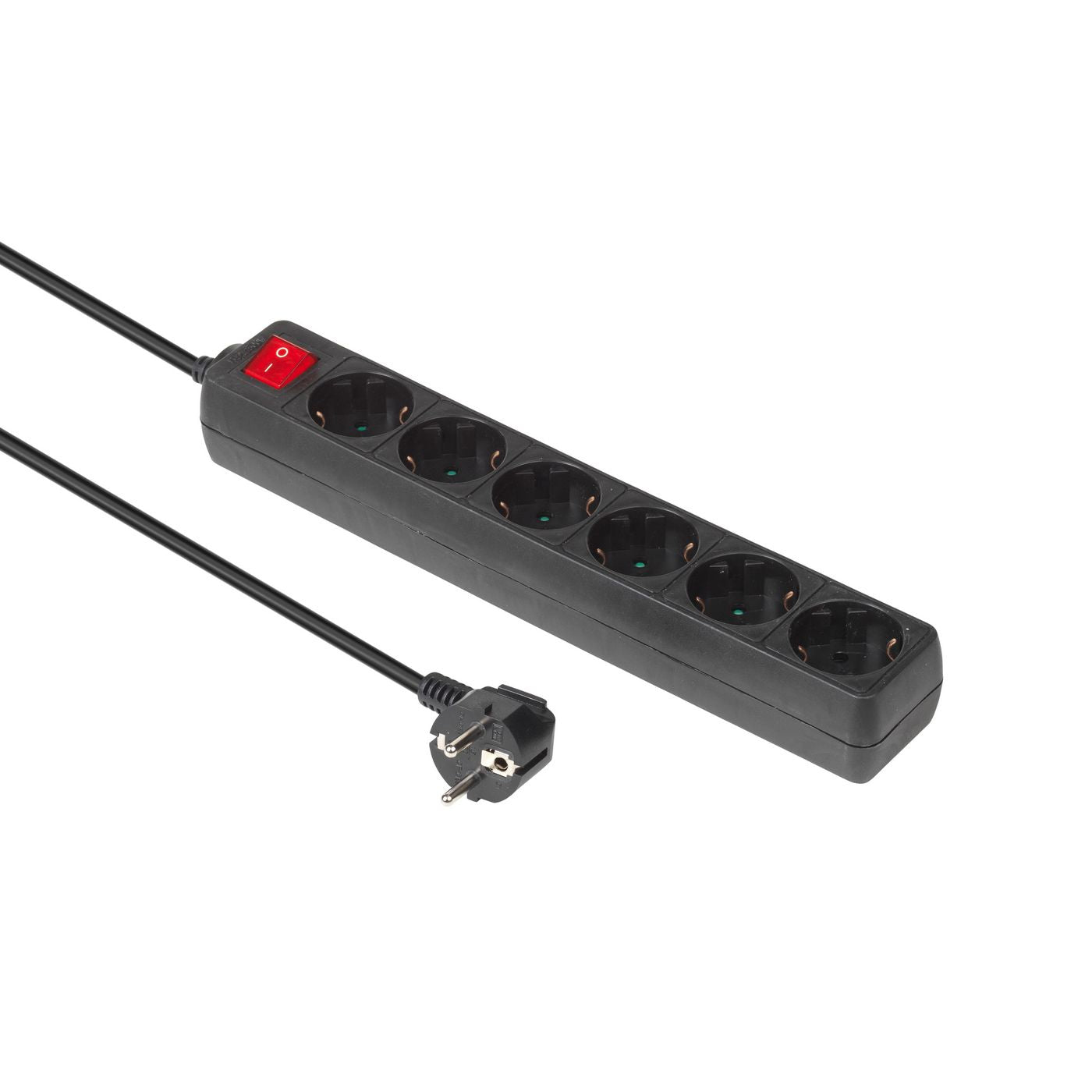 Microconnect Steckdosenleiste – 6× Schuko (Typ F), 1,8 m, mit Schalter, schwarz