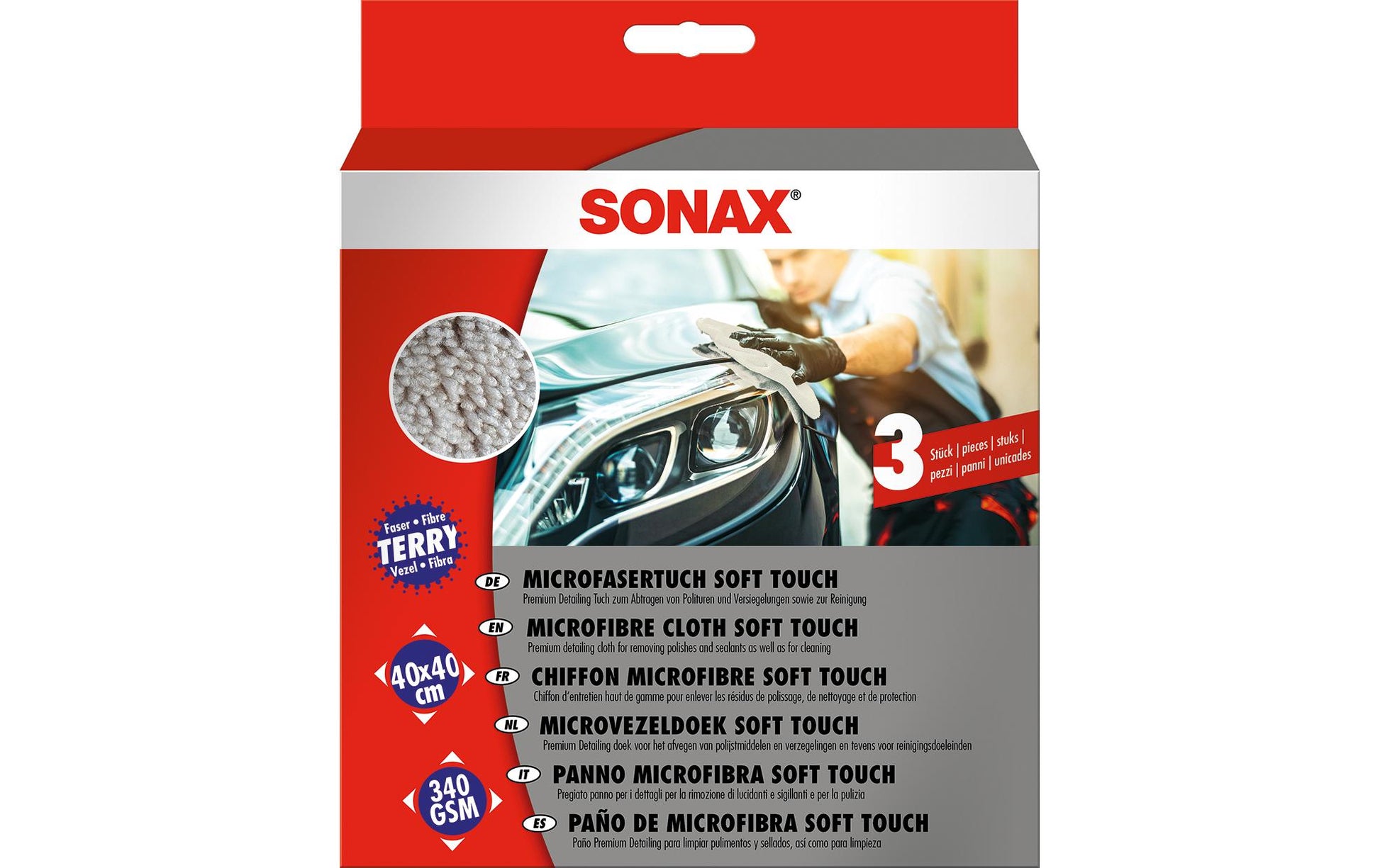 Sonax Mikrofasertuch – 40 × 40 cm – 3 Stk.
