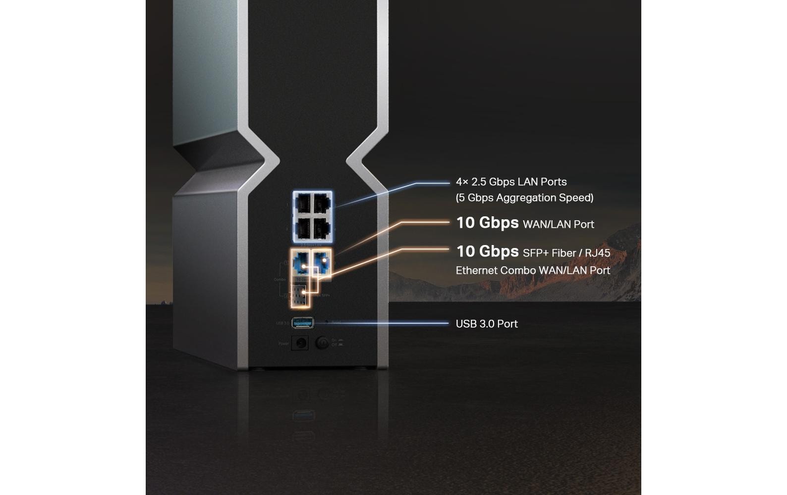 TP-Link Archer BE800 – WLAN-Router, Wi-Fi 7, Tri-Band (2,4/5/6 GHz), bis 19000 Mbit/s, 2x10G, 4x2,5G