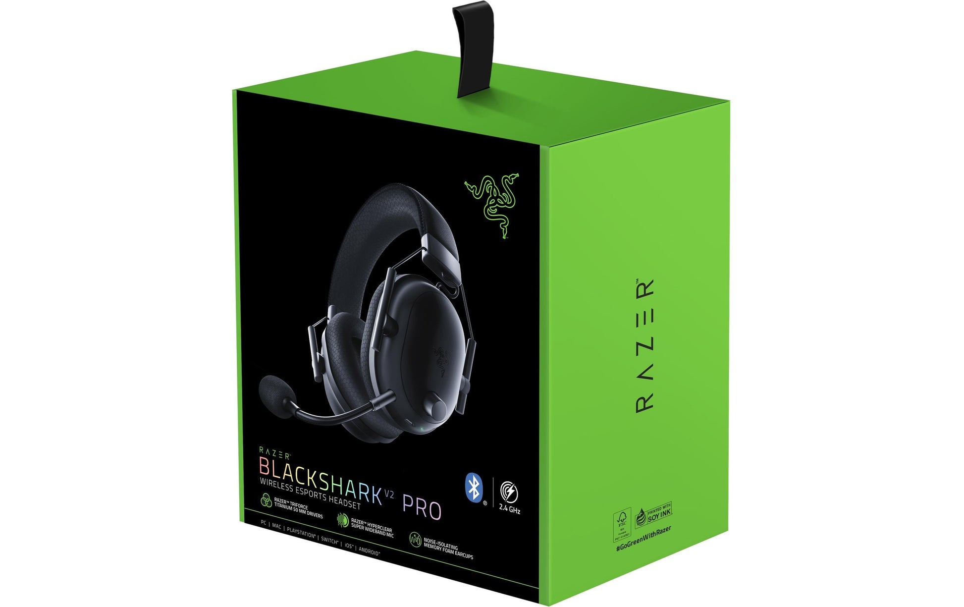 Razer Blackshark V2 Pro – Gaming-Headset – Bluetooth, Surround-Sound, abnehmbares Mikrofon – Schwarz – für PC – b