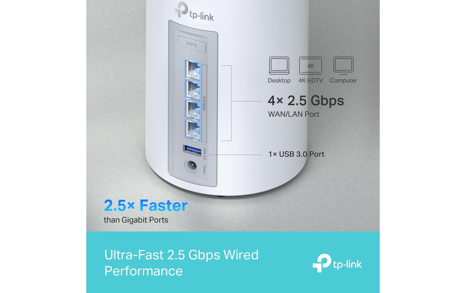TP-Link Deco BE65 – Access Point – Wi‑Fi 7 (2,4/5/6), 9,2 Gbit/s, 4×2,5GbE, 3er-Pack
