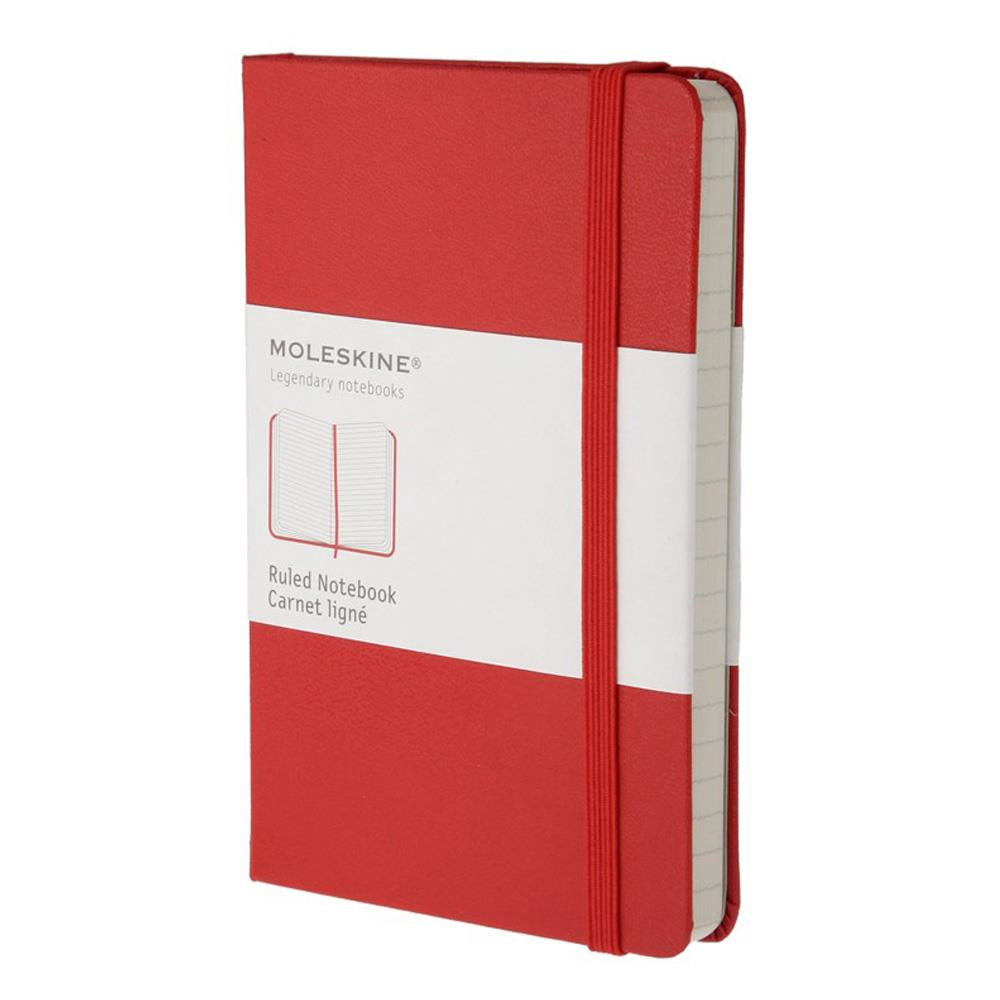 Moleskine Notizbuch A5, liniert, Fadenheftung, Hardcover, 240 Seiten, 70 g/m² – rot