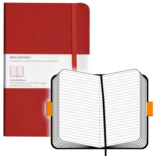 Moleskine Notizbuch A5, liniert, Fadenheftung, Hardcover, 240 Seiten, 70 g/m² – rot