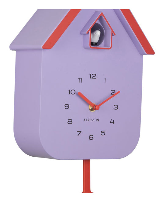Karlsson Dupla Color Kuckucksuhr – 21,5 × 41 × 8,5 cm, rot, Kunststoff