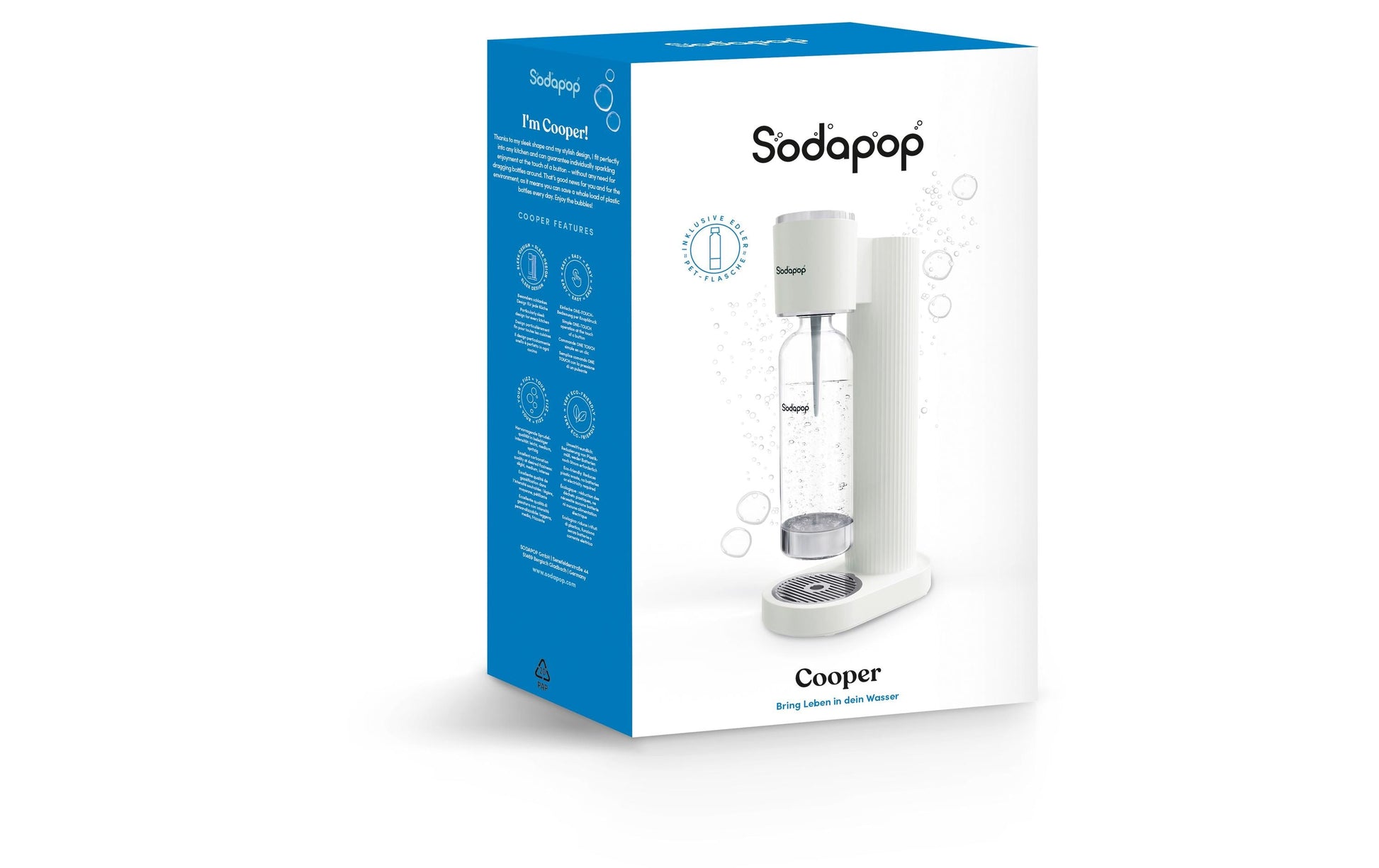 mySodapop Sodapop WS Cooper – Wassersprudler, 1 Flasche, 1 l, Weiss