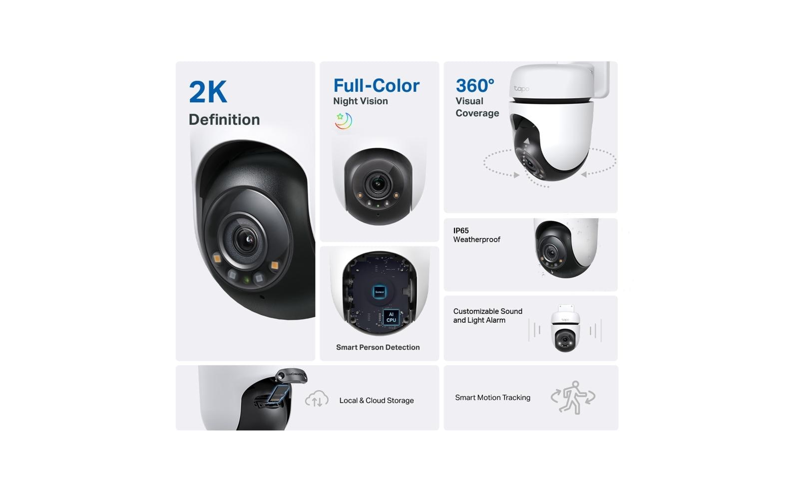 TP-Link Tapo C510W IP-Sicherheitskamera – 3 MP, Reichweite 30 m, IP65, Weiss, Schwarz