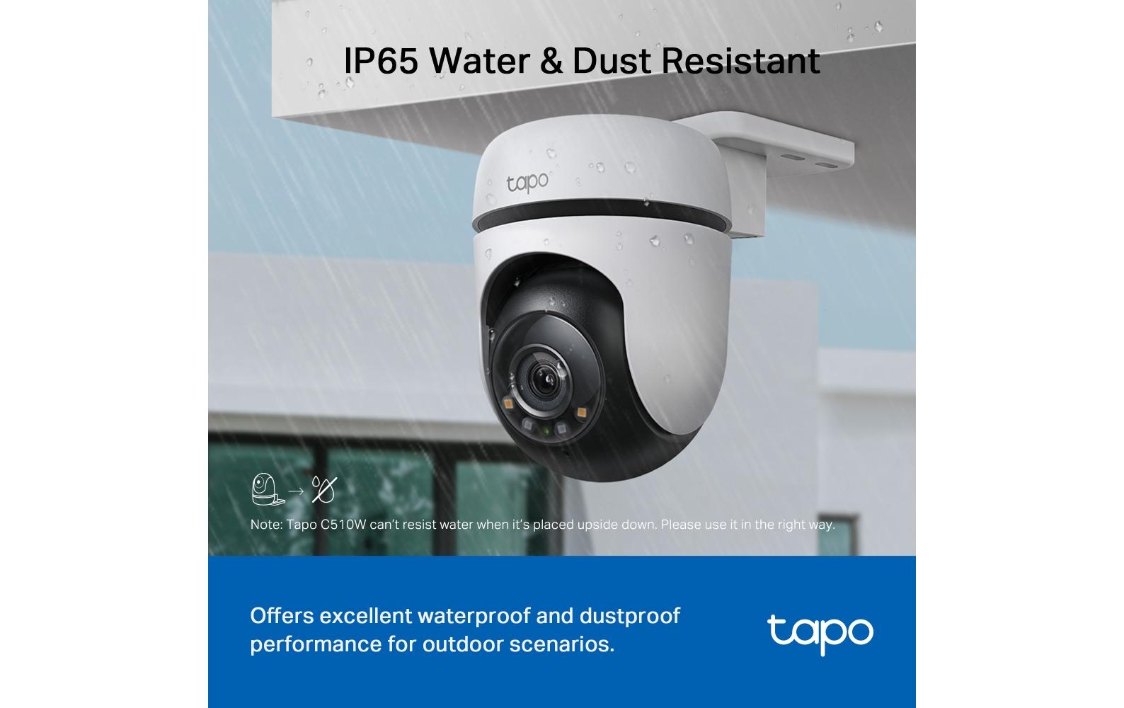 TP-Link Tapo C510W IP-Sicherheitskamera – 3 MP, Reichweite 30 m, IP65, Weiss, Schwarz