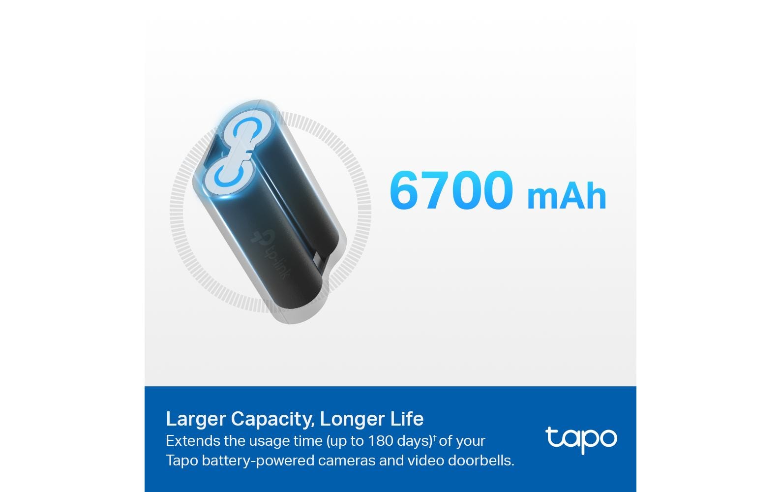 TP-Link Tapo A100 Akku 2,6 V 6700 mAh 17,42 Wh Li-Ion – für Tapo C420, Tapo C400, Tapo D230 Geräte