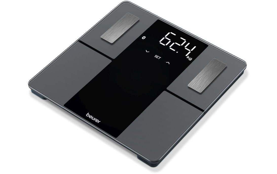 Beurer Universalwaage BF 500 – Tragkraft 180 kg, Teilung 100 g, Wiegefläche 30 × 30 cm, Batterie, Glas