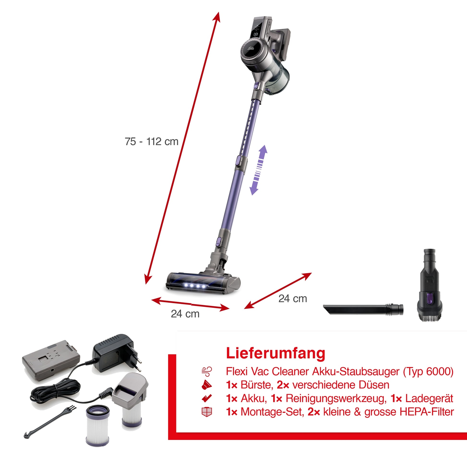Solis Akkustaubsauger Flexi Vac Cleaner 350 – 45 min, 350 W, Behälter 1 l