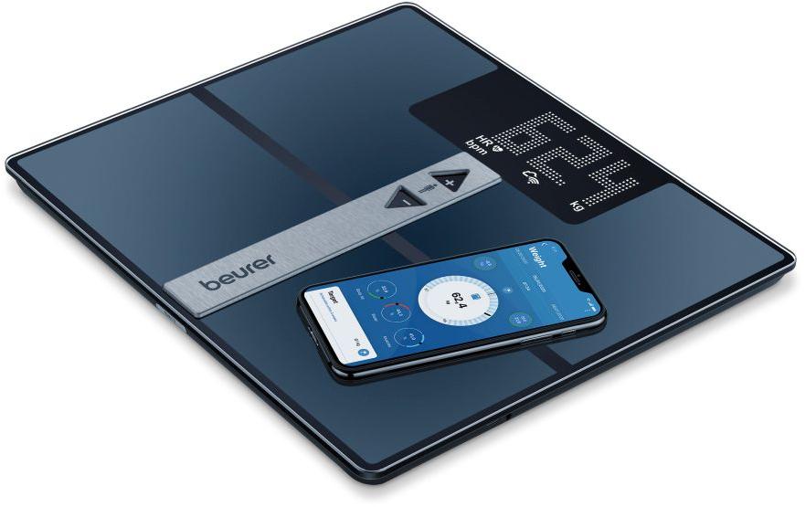 Beurer Analysewaage BF 980 – WLAN, App-kompatibel – 180 kg – Blau – Sicherheitsglas