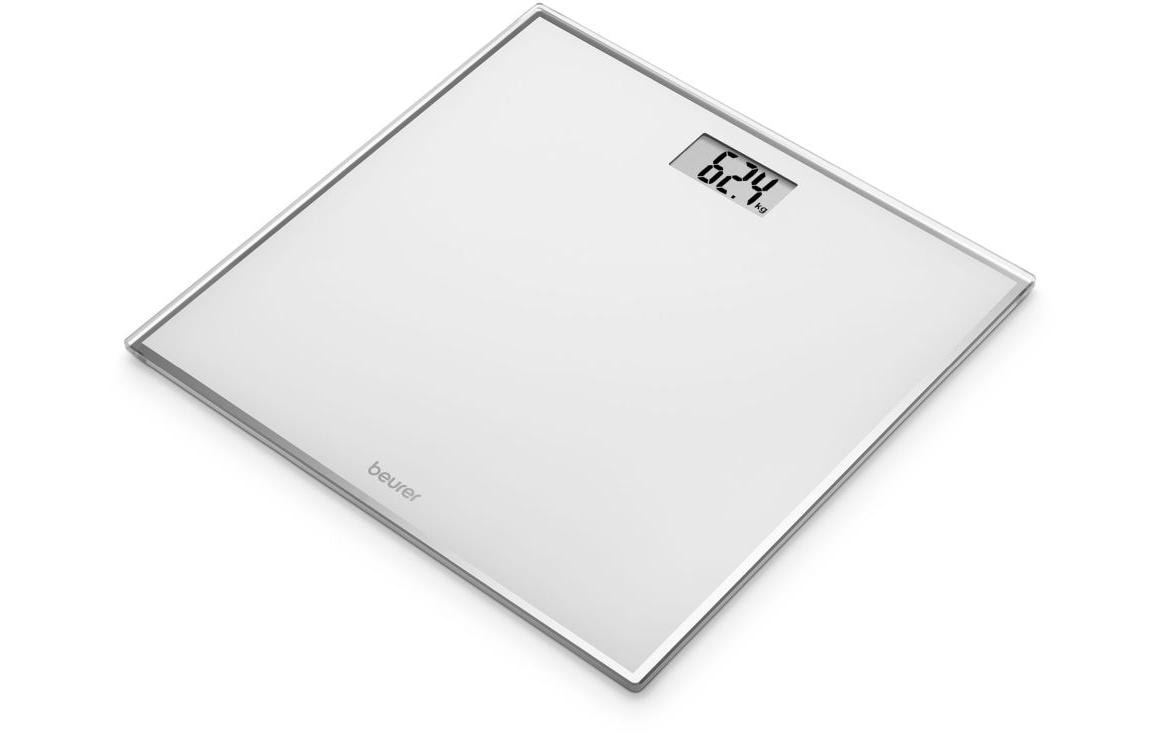 Beurer Paketwaage Glas GS 120 – Tragkraft 150 kg, Teilung 100 g, Wiegefläche 27 × 26 cm, Batterie, Grau