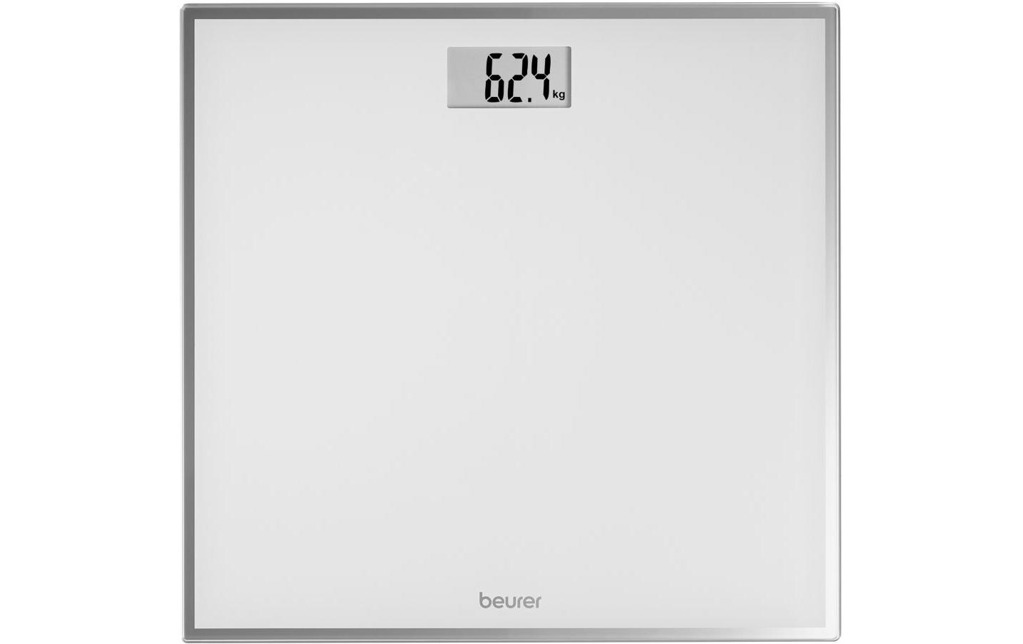 Beurer Paketwaage Glas GS 120 – Tragkraft 150 kg, Teilung 100 g, Wiegefläche 27 × 26 cm, Batterie, Grau