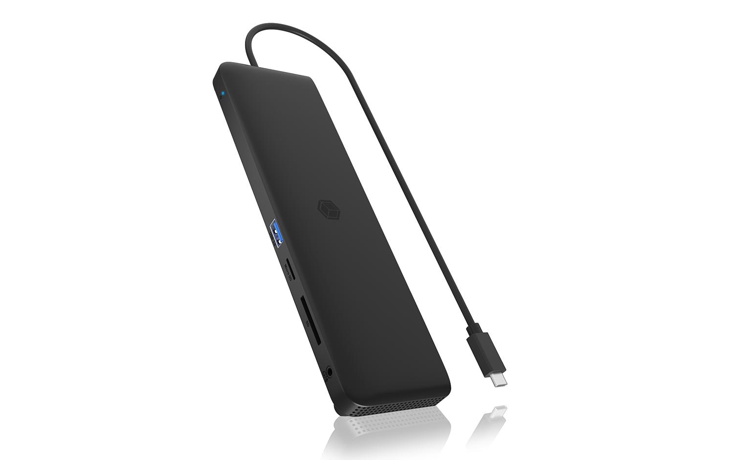 ICY BOX IB-DK2116-C Dockingstation – USB-C, 1× DP, 2× HDMI, 4× USB-A, 100 W PD, GbE, SD/microSD, 3,5 mm Audio